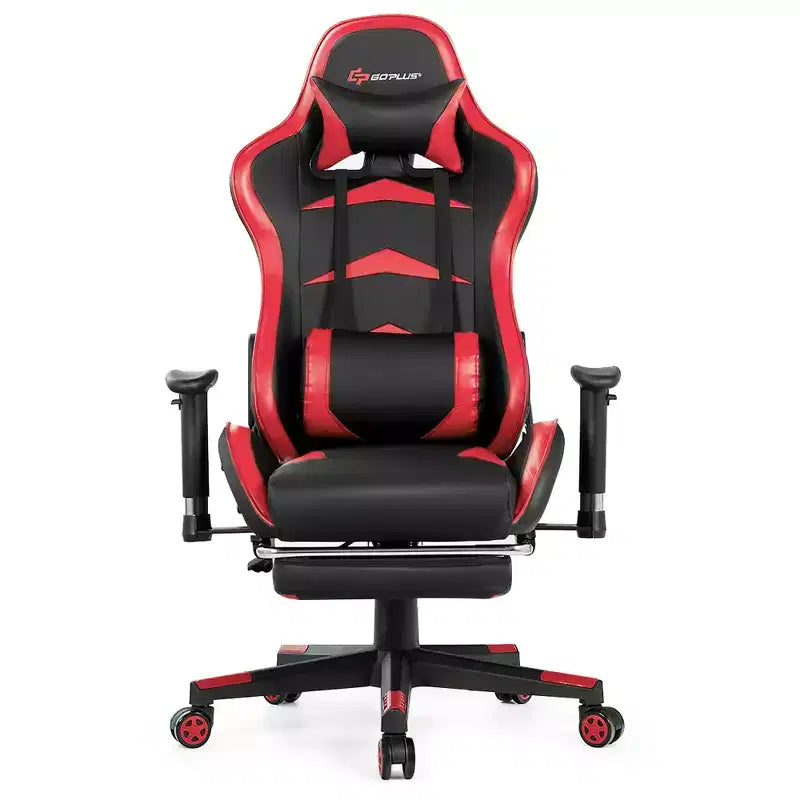 Fauteuil de bureau gaming inclinable et pivotant avec repose-pieds et fonction massage