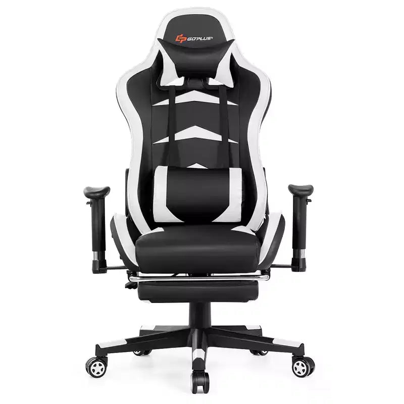 Fauteuil de bureau gaming inclinable et pivotant avec repose-pieds et fonction massage