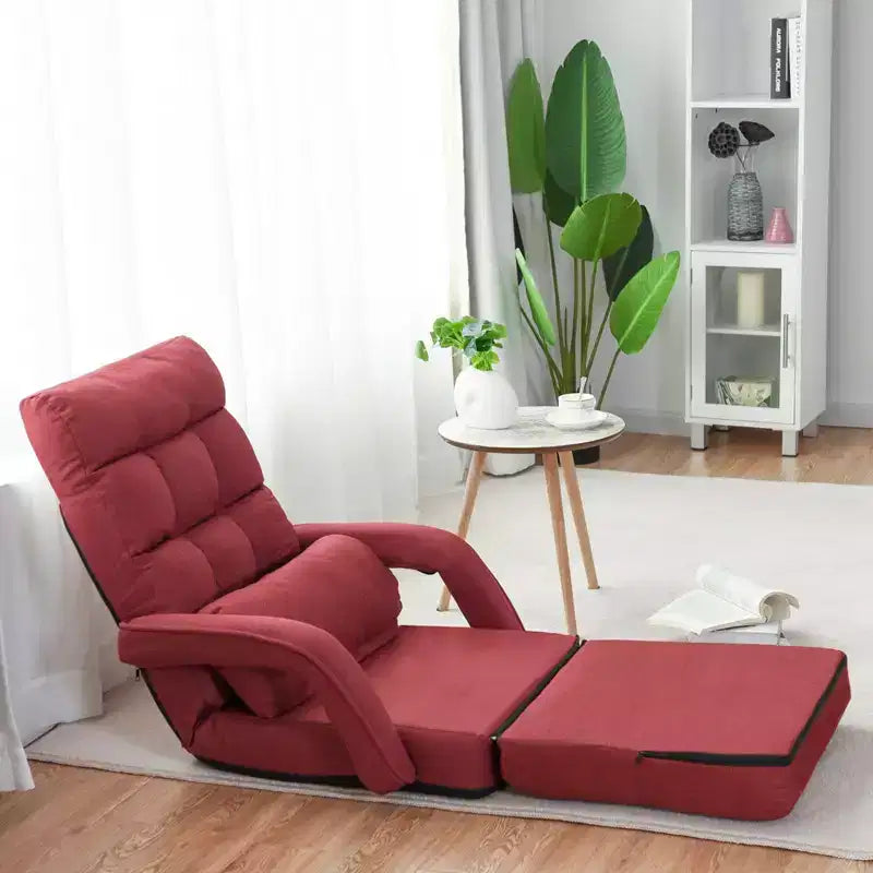 Fauteuil inclinable pliant une place avec oreiller et dossier réglable sur 5 positions