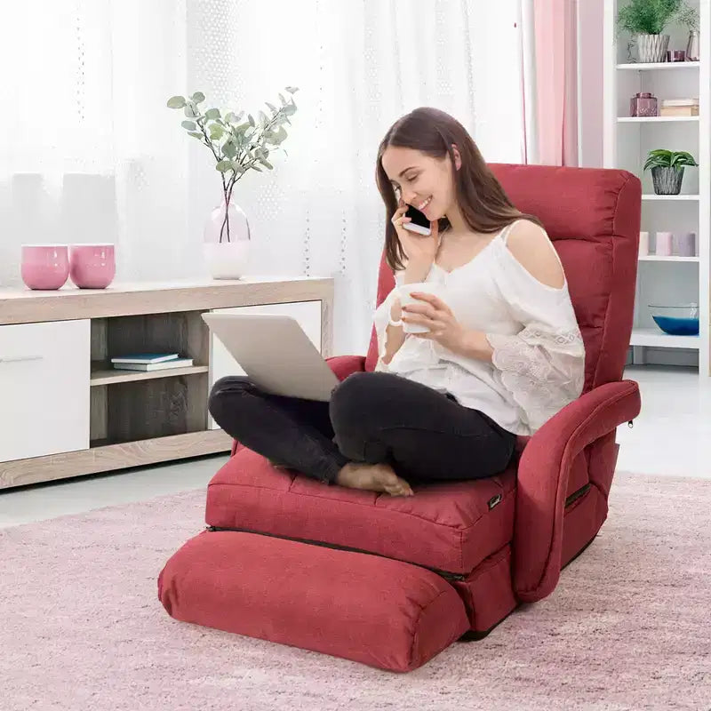 Fauteuil inclinable pliant une place avec oreiller et dossier réglable sur 5 positions