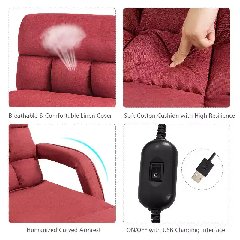 Fauteuil inclinable pliant une place avec oreiller et dossier réglable sur 5 positions